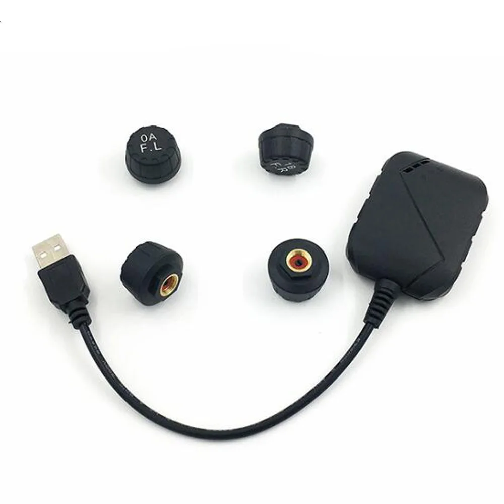 Monitor de presión de neumáticos USB Android TPMS para coche con 4 sensores externos sistema de ala
