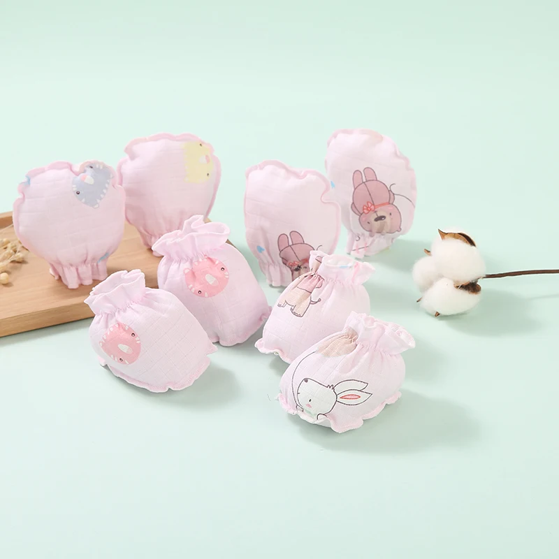 Детские варежки с принтом для новорожденных хлопковые защитой от захвата