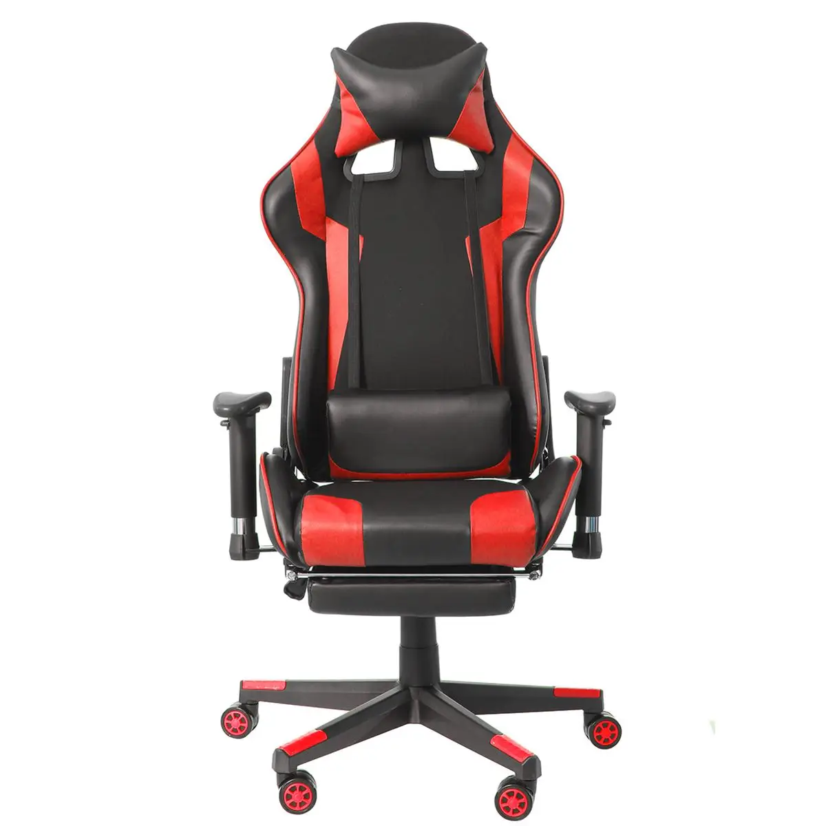

Office Chair Adjustable Armrests High-Back PU Leather Laptop Desk Chair Gaming Armchair with Footrest for Home Office Furniture