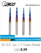 XCAN 1 шт. R0.25/R0.5/R0.75/R1.0 3,175 мм хвостовик коническая сферическая Концевая фреза Карбид дерево Гравировка Бит ЧПУ фреза