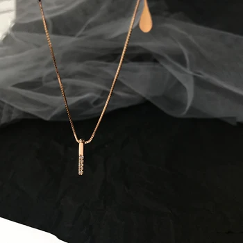 

BU-181 Simple Strip Geometric Cubic Zircon Necklace Silver Color Clavicle Chain Charm Necklace For Women