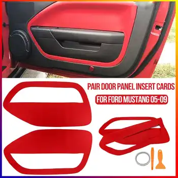 

1 Pair Door Panel Insert Cards Leather Fit For Ford Mustang 2005 2006 2007 2008 2009 Replacement Front Door Plate Parts