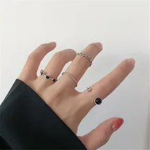 4 Pcs Open Joint Ring Combination Bohemian Geometric Ring Set for Women Personality Design Ring Set Party Jewelry 15mm Round bohemian vintage ring set silver color crescent geometric joint ring set for women crystal personality design party jewelry gift