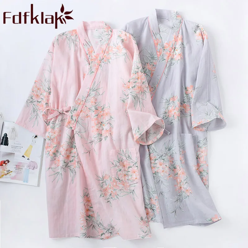 

Sexy Sleepwear Lingerie Home Wear Women Summer Robe Cotton Print Bathrobe Women Spring Dressing Gown Night Robe Fdfklak