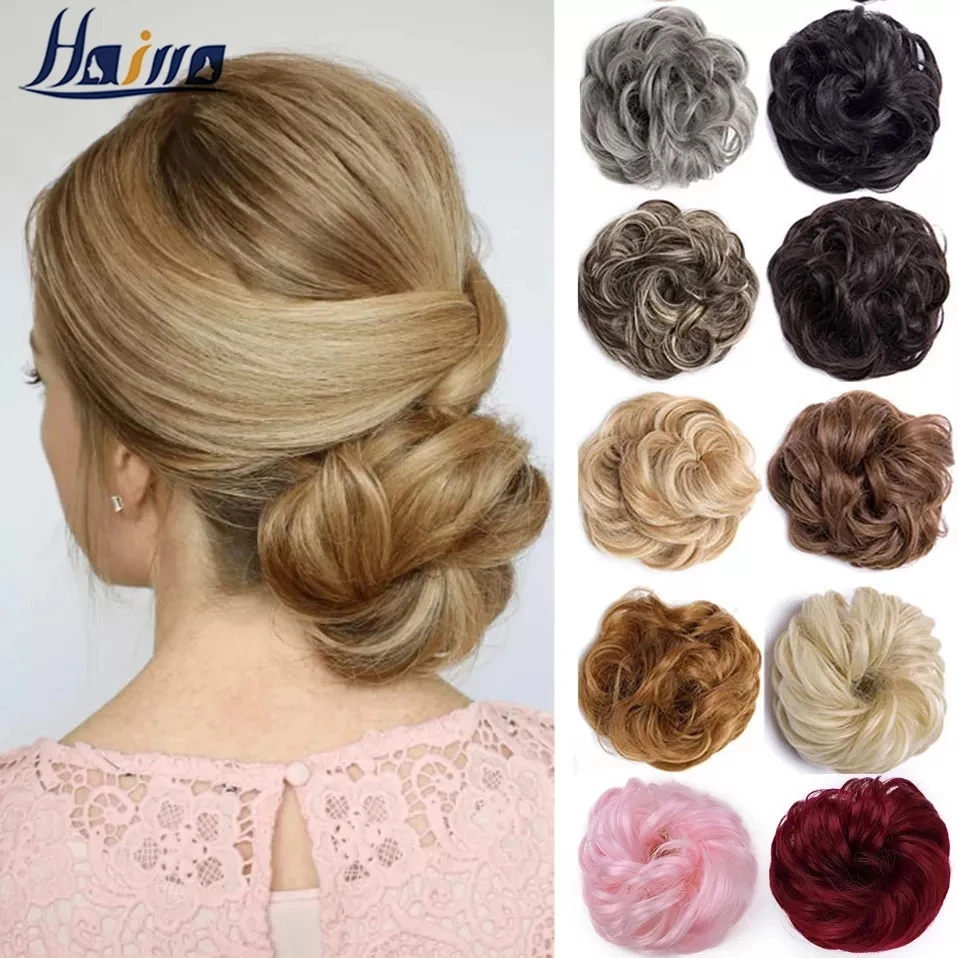 HAIRRO Synthetic Elastic Hair Scrunchie Curly Chignons Rope Natural Fake Bun Curly Clip in Ponytails Extensions hair extensions,ponytail hair extensions