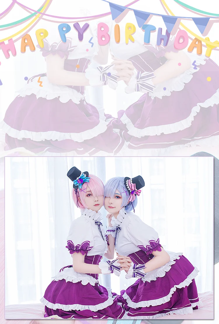 Re: zero Ram Rem, платье горничной, карнавальный костюм на день рождения, униформа на Хэллоуин, платье+ галстук+ шляпа+ головной убор+ носки, размеры s, m, l