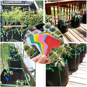 

Behogar 5pcs 10 Gallon Square Planting Grow Bags Fabric Pots with Handles + 10pcs Label Maker Tags for Plant Vegetable Flower