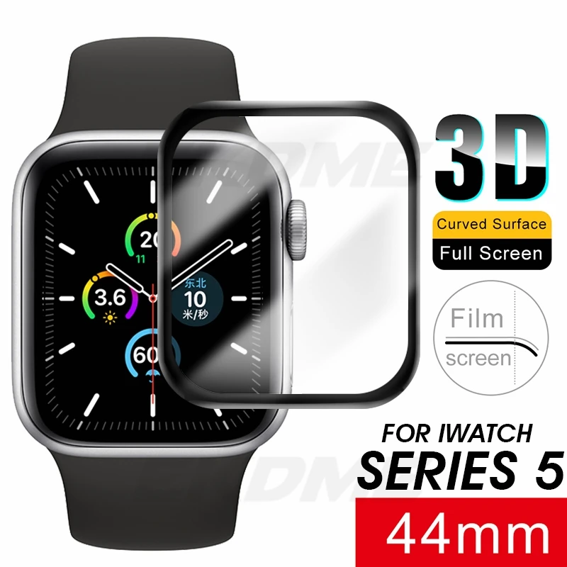3D полное покрытие Защитная пленка для iWatch 44 мм 40 мм экран анти-падение Водонепроницаемая Защитная пленка для Apple Watch 5 стекло - Color: 44mm