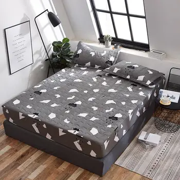 

Waterproof Washable Bed Cover Breathable Solid Color Mattress Cover Cotton Embossed Quilted Mattress Protector