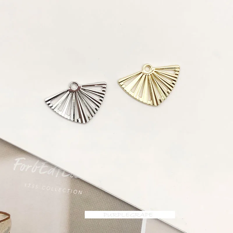 Color retaining alloy with geometric shape diamond accessories round fan-shaped jewelry pendant earrings DIY material