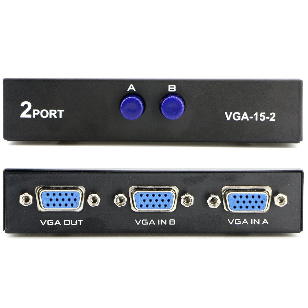 

SVGA VGA Splitter Manual Switch Box Way Two Sources To One Monitor Black