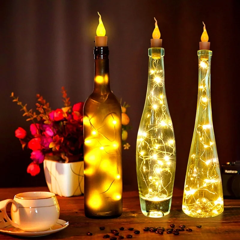 4pcs 1.5M 2M LED Festive Decoration String Light 15/20 LEDs Copper Wire Flameless Candle Wine Bottle Cork Fairy Garland Lights