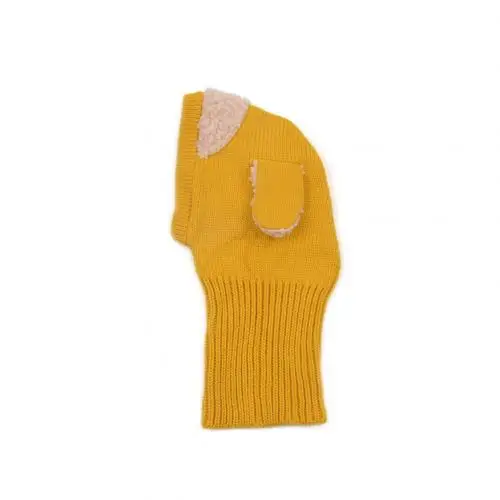 Модный теплый зимний трикотажный шарф с милыми собачьими ушками для маленьких мальчиков и девочек хлопковый утолщенный мех ягненка шапка с наушниками для детей - Цвет: Цвет: желтый