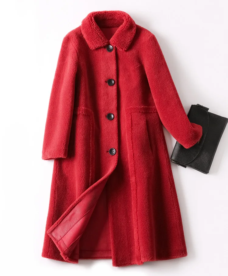 Winter Coat Women Korean Long Granule Sheep shearing Fur coat High quality Single-breasted Loose Warm Women Fur Jacket Overcoat