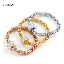 Европейский и американский модный женский трехцветный костюм эластичный браслет с початками кукурузы, персональный женский браслет из нержавеющей стали