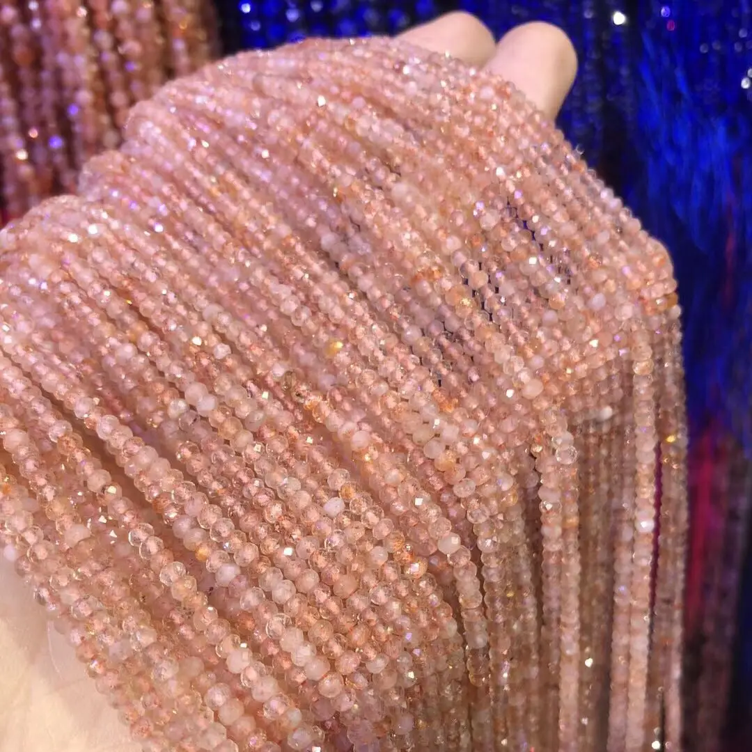 

Natural Stone Small Beads 3x2mm Faceted Sun Stones Loose Beads for Accessories Necklace DIY Bracelet Jewelry Making