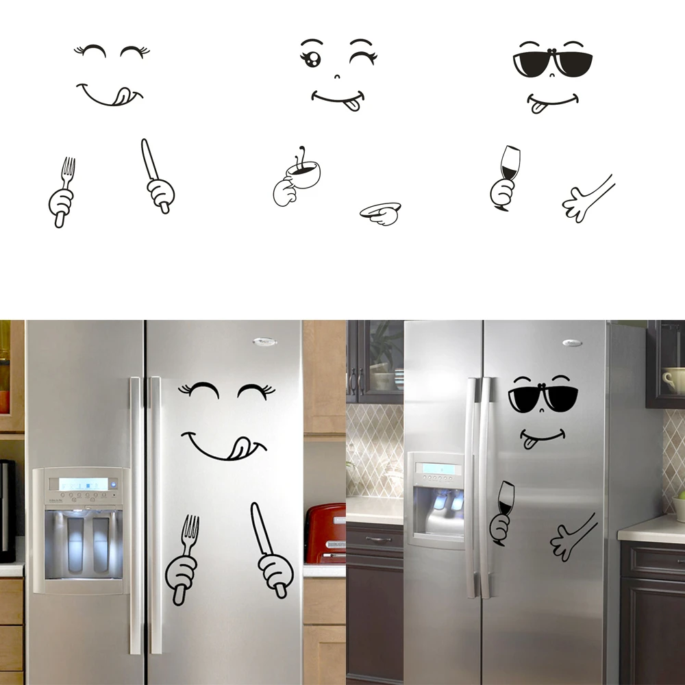 Pegatina Refrigerador Etiqueta Engomada Linda Nevera Feliz Cara