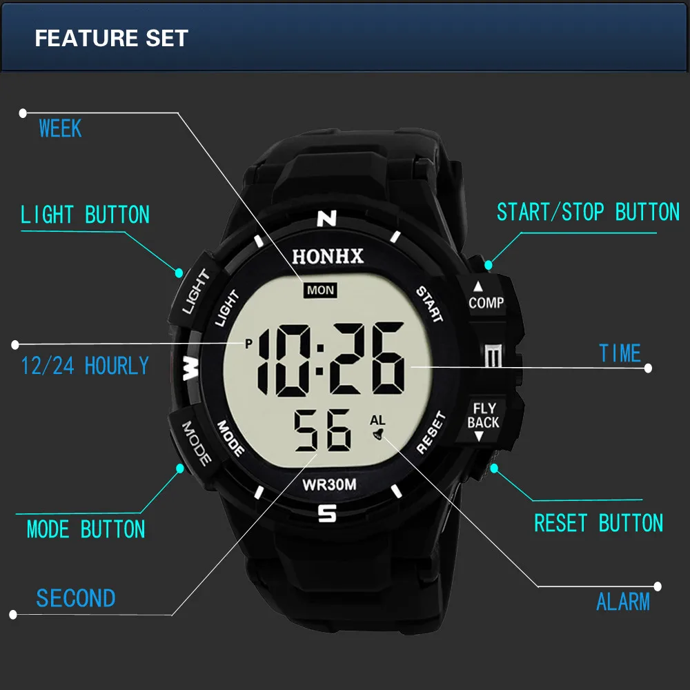 Модные цифровые часы, мужские военные водонепроницаемые спортивные часы, силиконовые светодиодный цифровые часы, мужские наручные часы, мужские часы