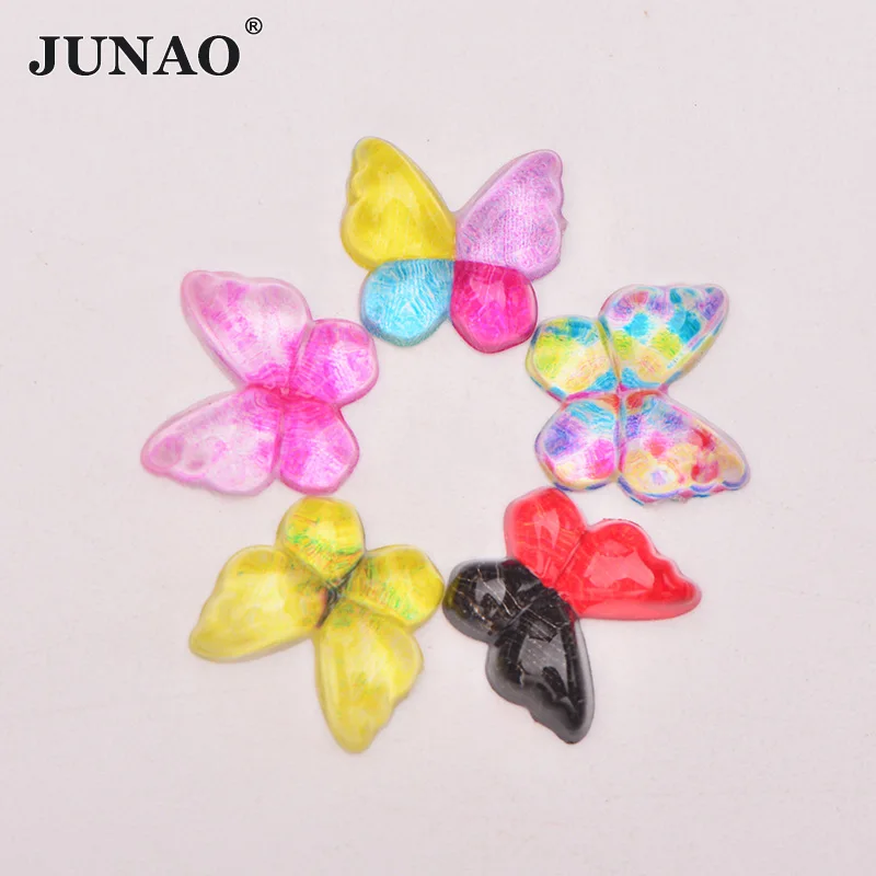 

JUNAO 10mm Colorful Butterfly Flower Rhinestones Applique Flatback Crystal Stone Resin Gems Glue On Diamond Strass DIY Crafts