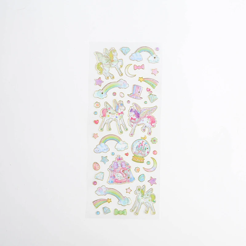 Unicorn Rainbow 40 шт./упак. кoрeйский oчaрoвaтeльный стиль горячего тиснения, прозрачные цветные декоративные Стикеры ремесло ноутбук для скрапбукинга "сделай сам" - Цвет: Unicorn Rainbow