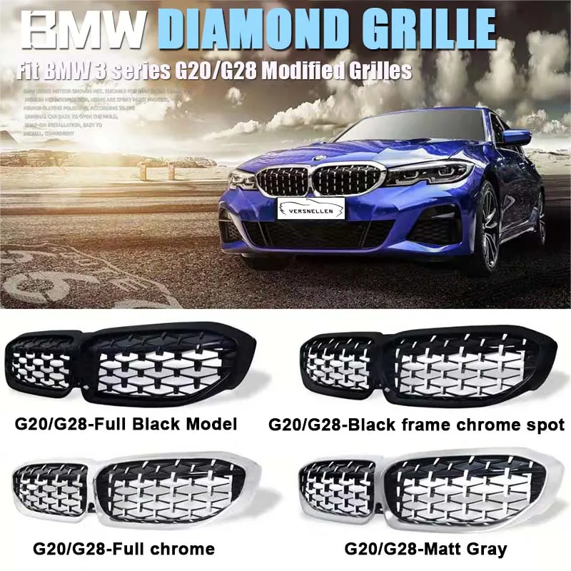 

New diamond style grill For BMW new 3 series G20 G28 2019 Racing Grills Front Kidney Grille Four styles