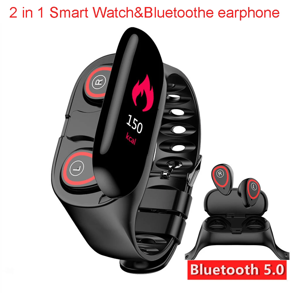 Смарт-часы M1 для женщин и мужчин с Bluetooth наушниками 2 в 1, монитор сердечного ритма и артериального давления, спортивные Смарт-часы, Android IOS