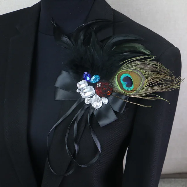 Boutonniere 클립 칼라 브로치 핀 웨딩 정장 연회 브로치 깃털 꽃 꽃다발 파티 바 깃털 쥬얼리, 어깨 배지