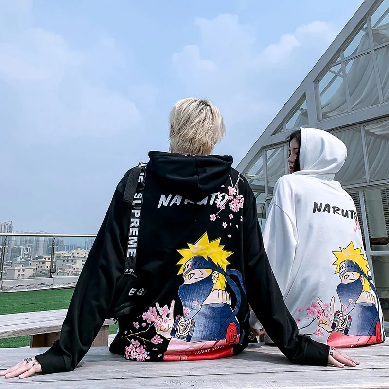 Autumn Winter New Naruto Hip-Hop Hoodie Men High Street Hip-Hop Couple Anime Print Modis Long Sleeve Sweatshirt