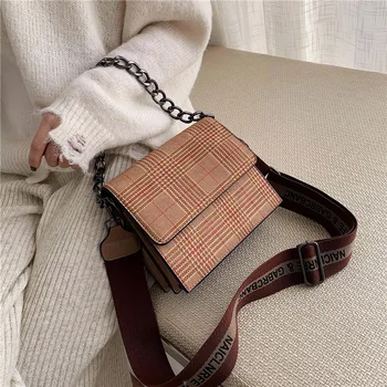 

Bags for women Women's bags Wide shoulder strap small Women's bags 2019 all-around shoulder messenger bag chain square bag