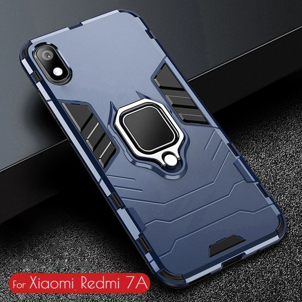 For Redmi 7A Case Armor PC Cover TPU Rim Finger Ring Holder Phone Case
