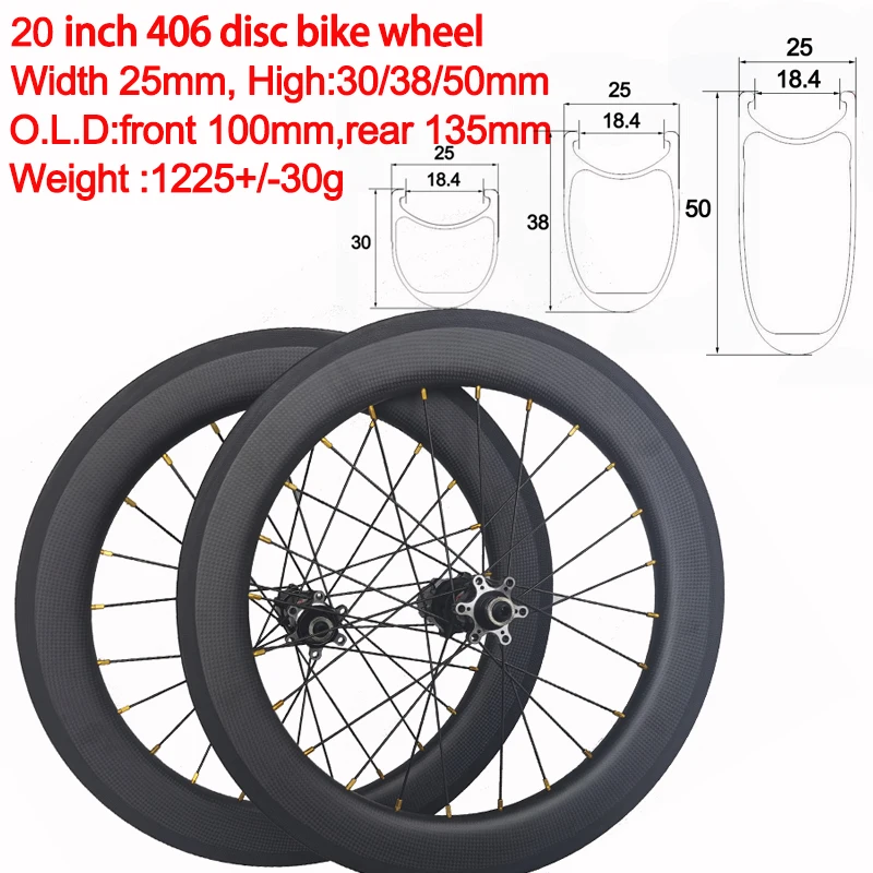 Ruota a disco per bici in carbonio Super leggera da 20 pollici Bmx 406  pieghevole per bambini set di ruote da 20 pollici 6 Bolot anteriore 100mm  posteriore 135mm|Bicycle Wheel| - AliExpress