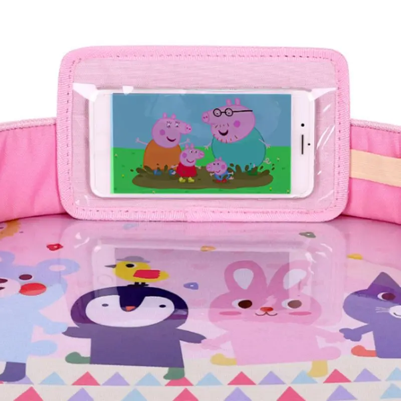Car Safety Seat Dinner Plate, Multifunctional Baby Dining Drawing Table Waterproof Baby Cartoon Table with Fixed Strap