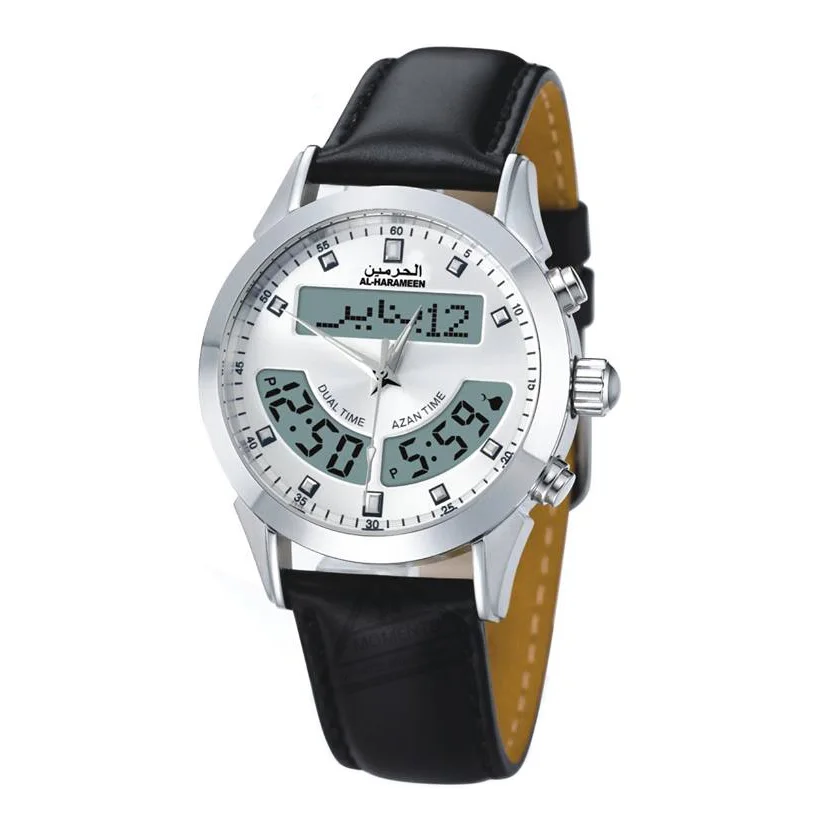 

Azan Watch with Prayer Time Muslim Ramdan Wristwatch Alfajr Watch WA10 DST Stainless Steel Japan Movement Leatherette Gift Box