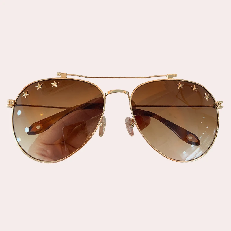 No.6 sunglasses Дамы Металическая оправа "Авиатор" солнцезащитные очки для женщин Роскошные личности звезда брендовые дизайнерские темные очки UV400 - Цвет линз: No.6 sunglasses