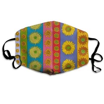 

Sunflower Vertical Stripe Washable Reusable Mask, Cotton Anti Dust Half Face Mouth Mask For Kids Teens Men Women With