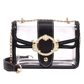 

FGGS-Ladies Shoulder Bag Summer Chain Transparent Jelly Bag Tide Messenger Bag Jelly Bag Handbag Transparent PVC Clutch