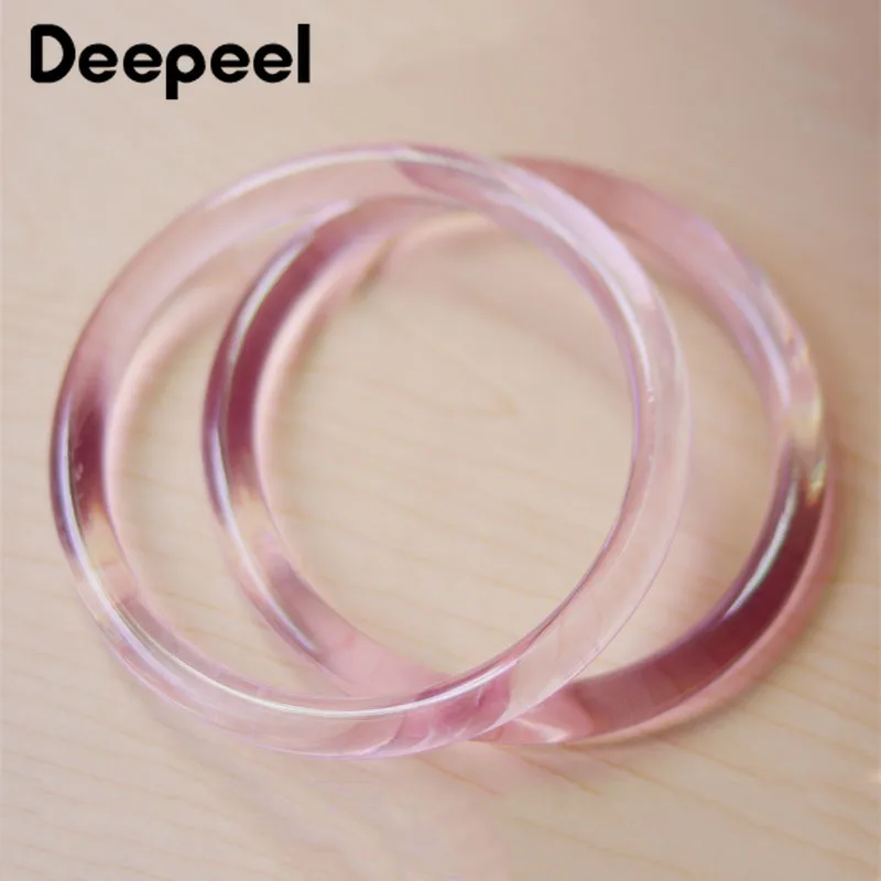 

Deepeel ID9CM 1pair=2pcs Light Pink Ring Transparent Plastic Handle Diy Bag Sewing Brackets Purse Frame Handbag Accessory BS232