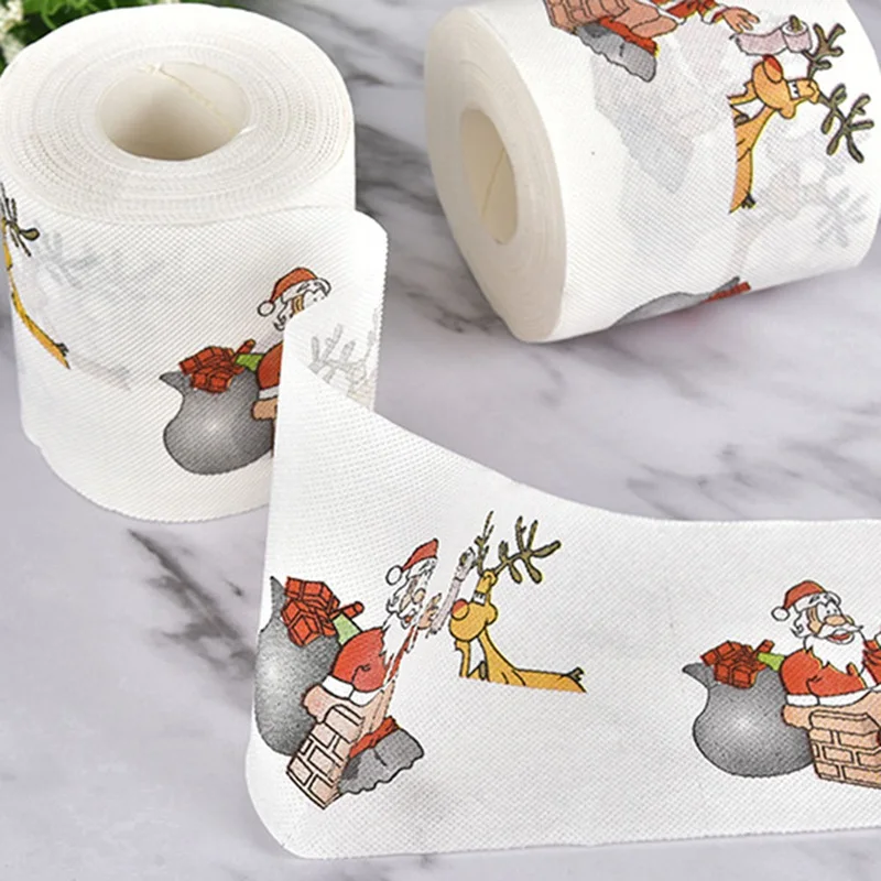 Hot selling Christmas Pattern Series Roll Paper Prints Funny Toilet Paper Festival Supplies