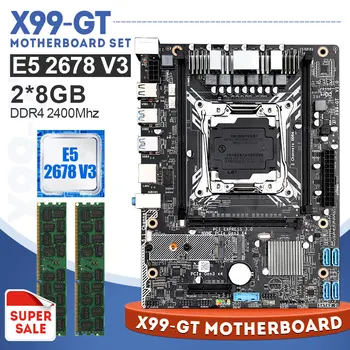 

X99 motherboard set with Xeon E5 2678 V3 LGA2011-3 CPU 2PCS x 8GB = 16GB 2400MHz DDR4 memory LGA2011-3 motherboard