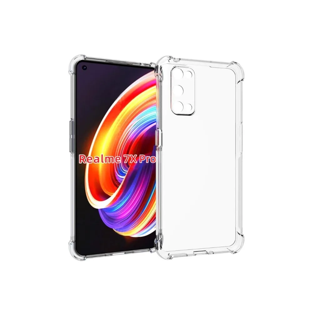 Transparent Phone Cases For Realme X7 Pro Case + Tempered Glass Soft Clear TPU Gel Skin Cover