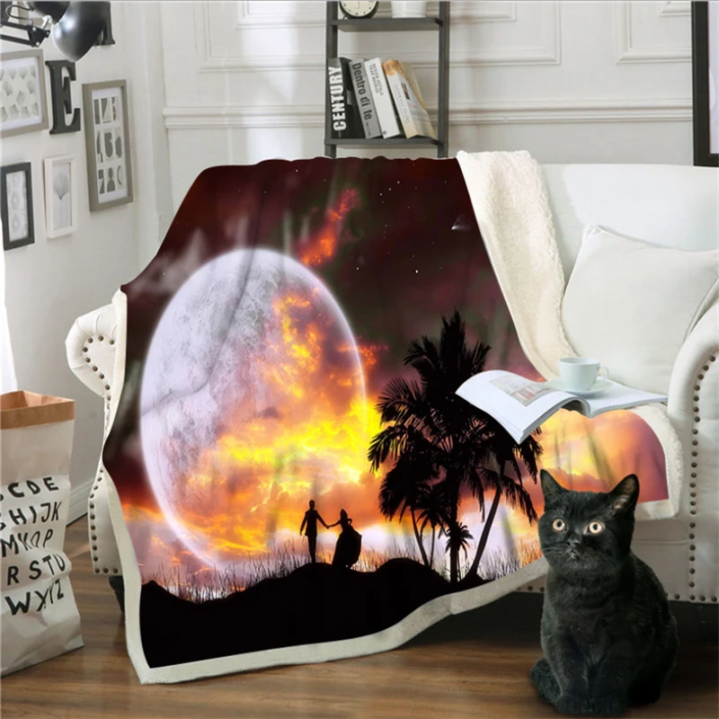 

Chunky Knit Blanket Cotton Velvet 3D Printing Landscape Series Christmas Decorations for Home Flame Retardant Wearable