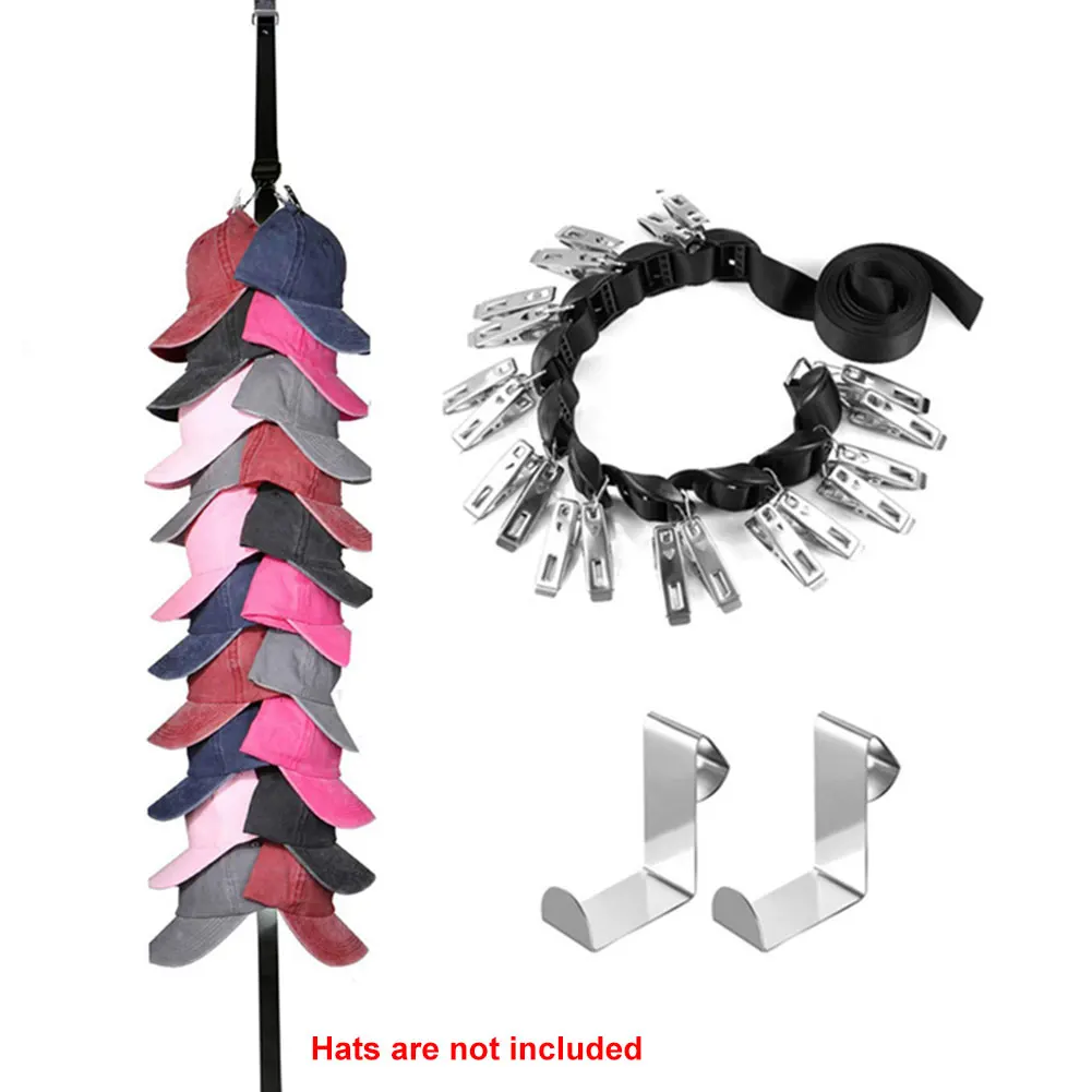 Storage Home With Clip Traceless Behind Door Space Saving Hat Hook Set Black Detachable Display Practical Adjustable Hanging
