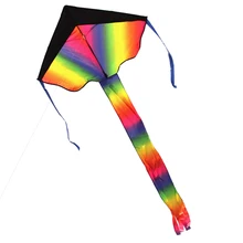 105x67 см Летающий воздушный змей цветной Радужный дельтаобразный Летающий воздушный змей наружные пляжные игрушки для детей и взрослых с хвостовыми лентами