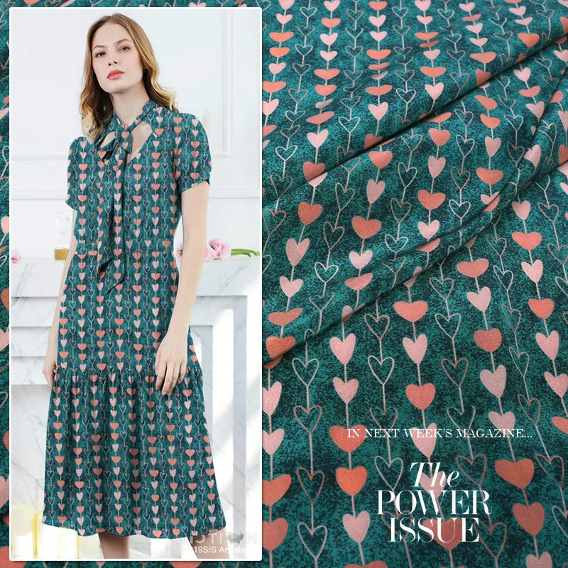 114cm wide love printed silk fabric meter 16mm digital inkjet crepe de chine shirt dress wholesale cloth | Дом и сад