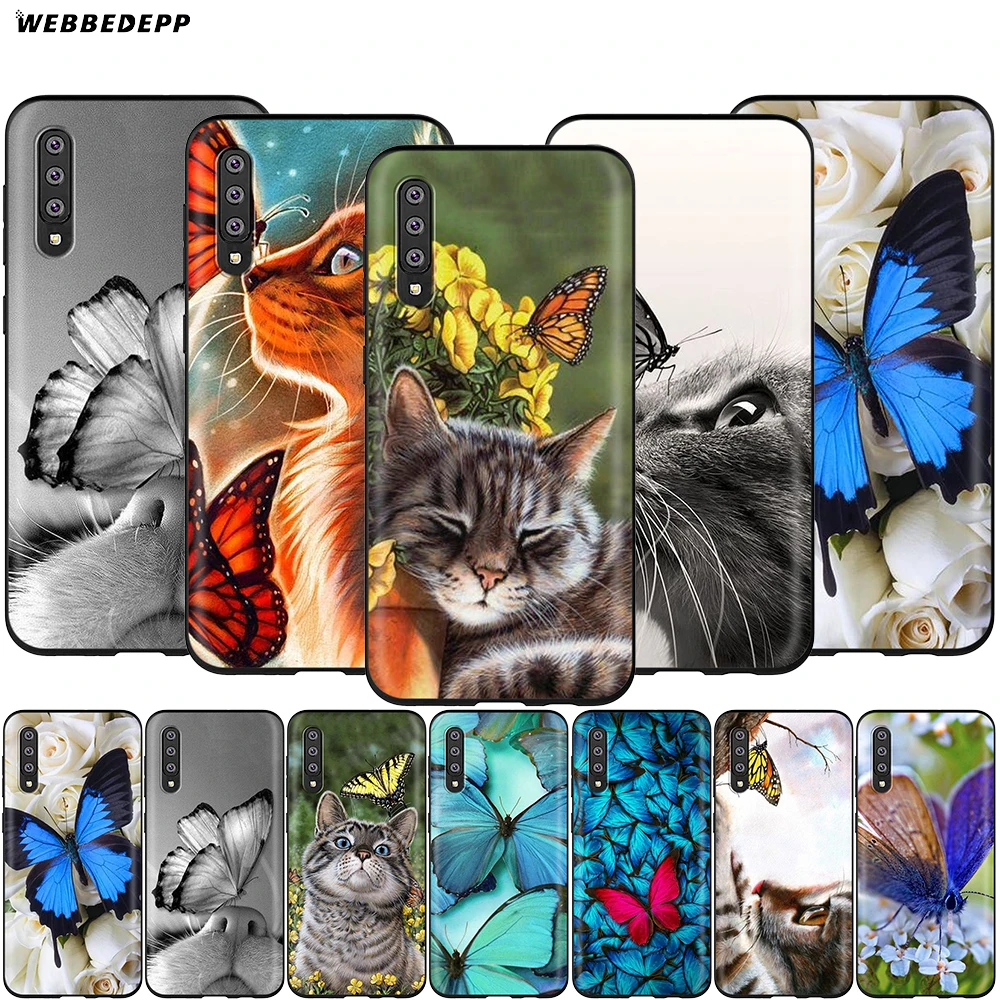 Webbedepp бабочка на нос кота чехол для Samsung Галактики S7 S8 S9 S10 Edge Plus Note 10 8 9 A10 A20 A30 A40 A50 A60