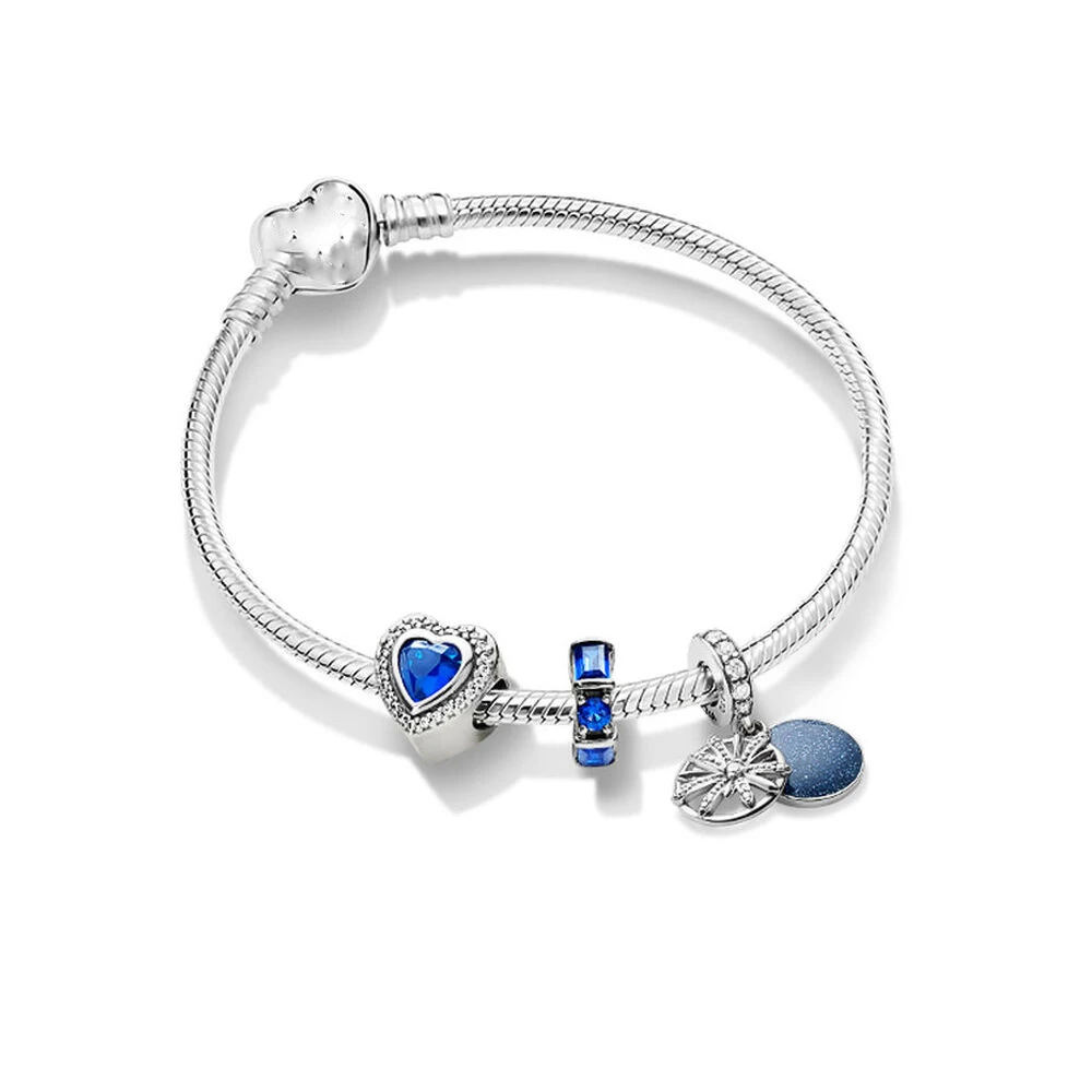 

Kaliyah Store High Quality Original 1:1 100% 925 Sterling Silver Zt0394-1 Snake Bone Charm Blue Starry Sky Snow Bracelet First C