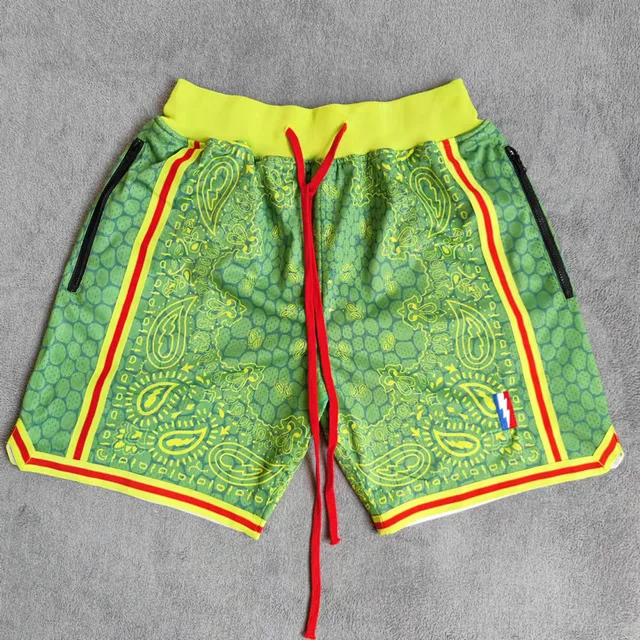 MM MASMIG Los Angeles Style Blue Paisley Printed Basketball Shorts with  Zipper Pockets Bryant LeBron Street Wear Training Pants