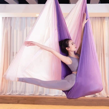 

Aerial Yoga Hammock Pilates Yoga Swing Set Gradation Color Anti-Gravity Inversion Trapeze Device Gym Fitness Equipment Purple an