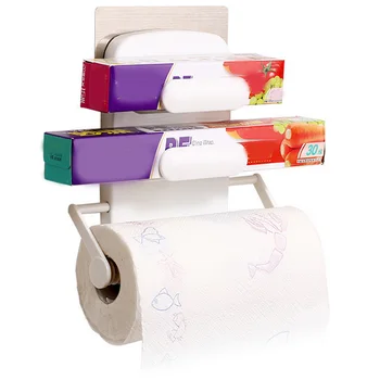 

Kitchen Cling Film Sauce Bottle Storage Rack Paper Towel Roll Holder Dispenser Cling Film Storage Racks