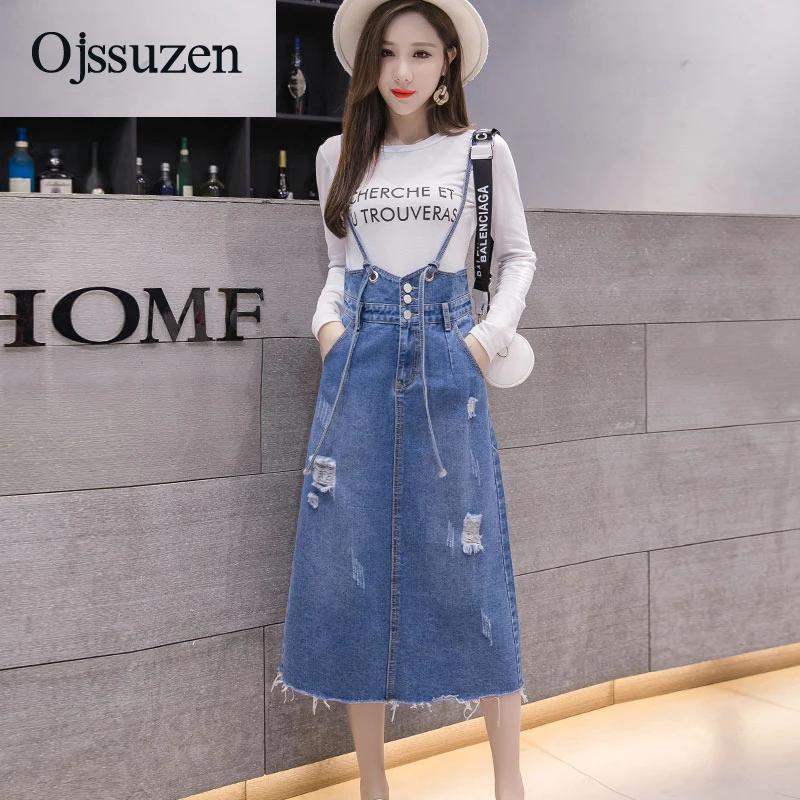 Женская одежда летние джинсовые сарафаны для женщин модные потертые платья с